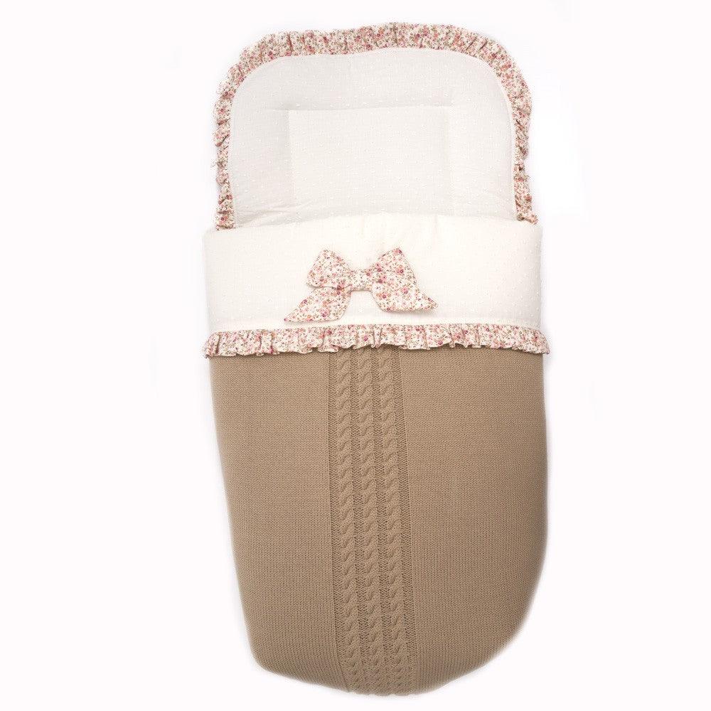 Saco Capazo Invierno Bebé Punto Camel y Flores Bebiti by Nanetes - Nanetes #